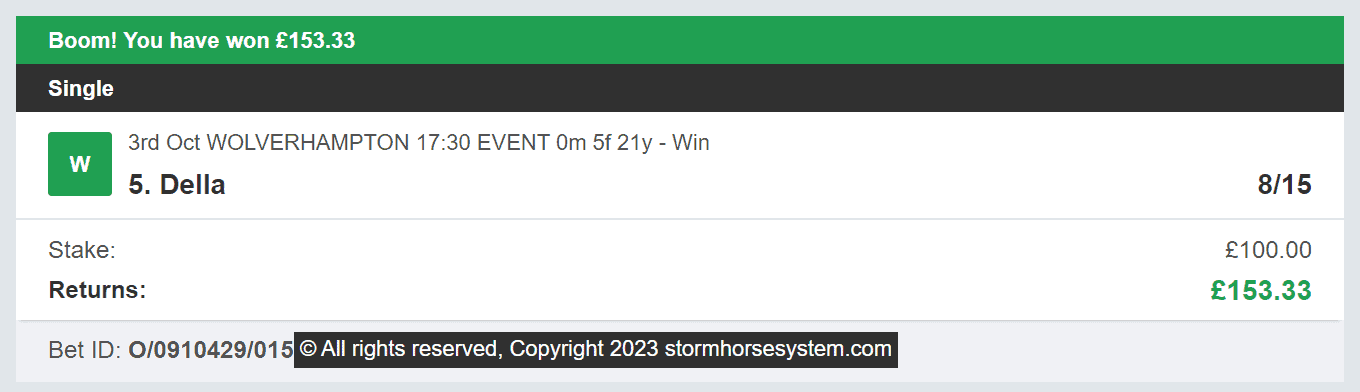 Storm Horse System - Winner - 2023-10-03