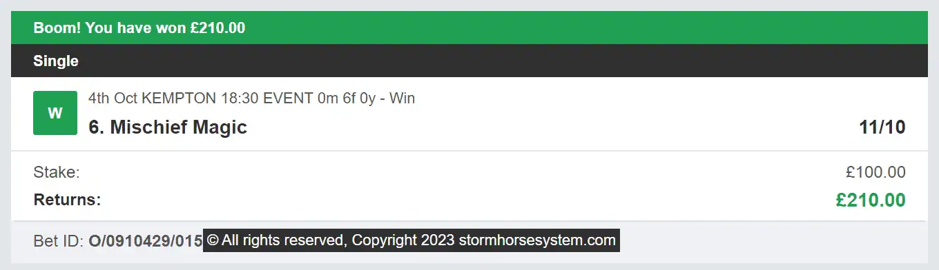 Storm Horse System - Winner - 2023-10-04