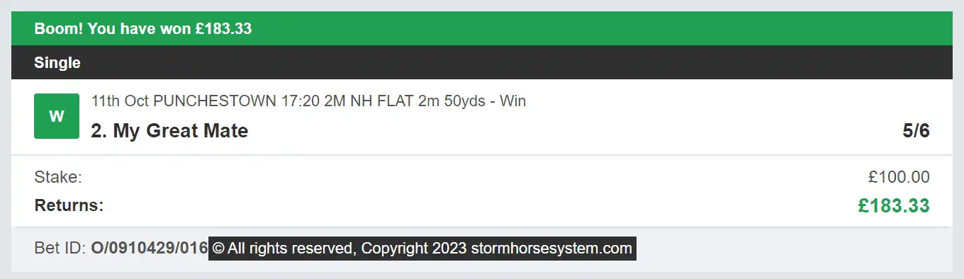 Storm Horse System - Winner - 2023-10-11