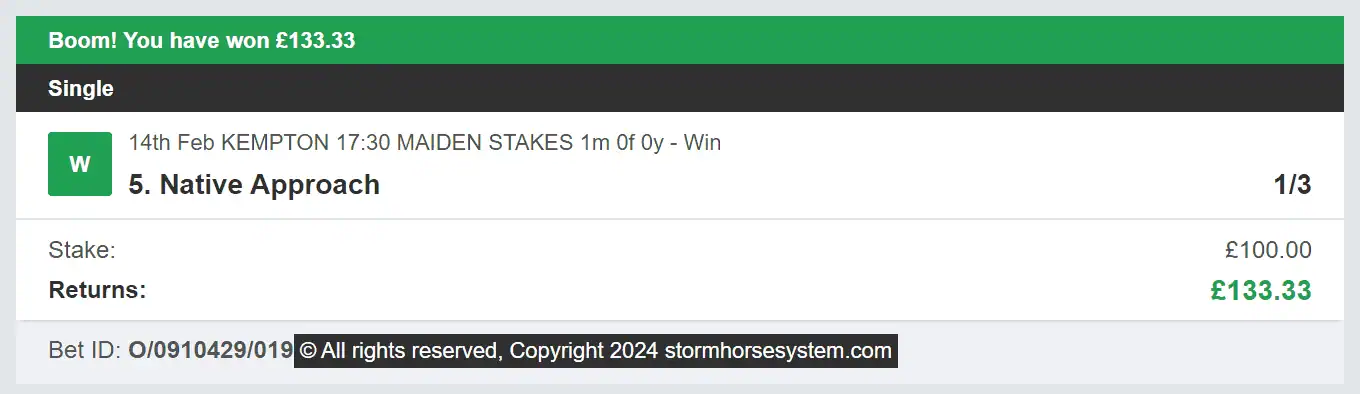 Storm Horse System - Winner - 2024-02-14