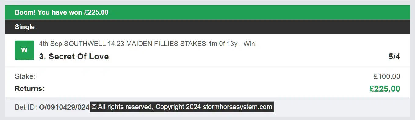 Storm Horse System - Winner - 2024-09-04